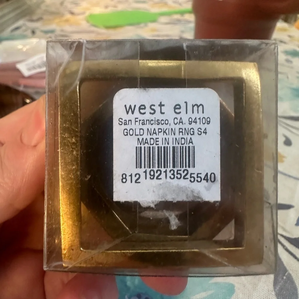 NIB West Elm Brass stackable napkin holders